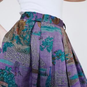 M Vintage grey pure  linen suede straight high waist trachten skirt